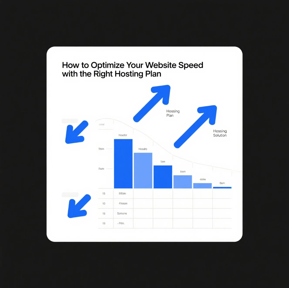 Website speed optimization concept with server racks and fast-loading webpage graphics