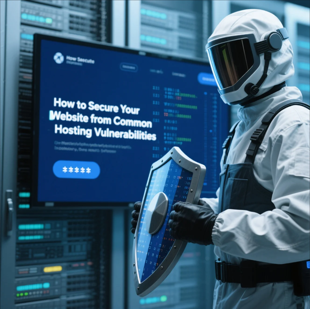 Secure website hosting with lock symbol and servers