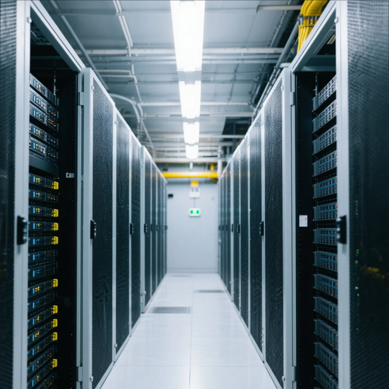 Professional data center with servers for colocation hosting