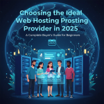 Illustration of web hosting options including shared, VPS, and cloud hosting