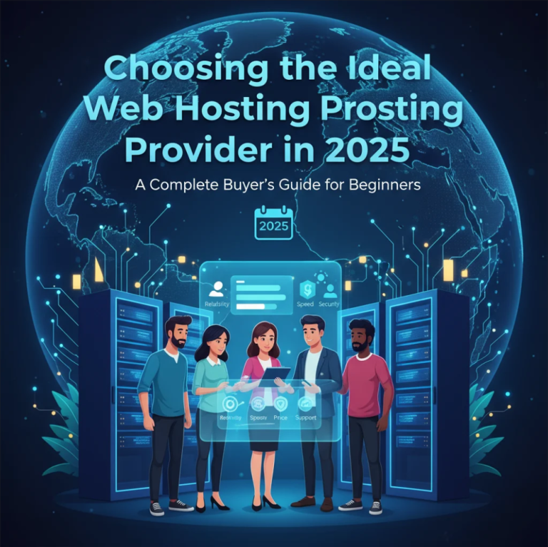Illustration of web hosting options including shared, VPS, and cloud hosting