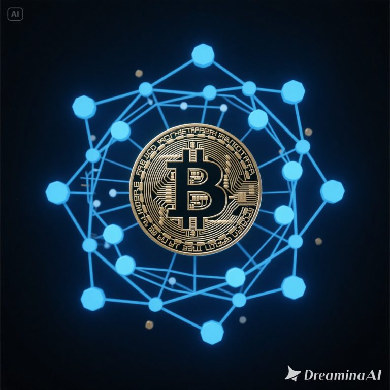Illustration of blockchain network nodes hosting websites in a decentralized manner