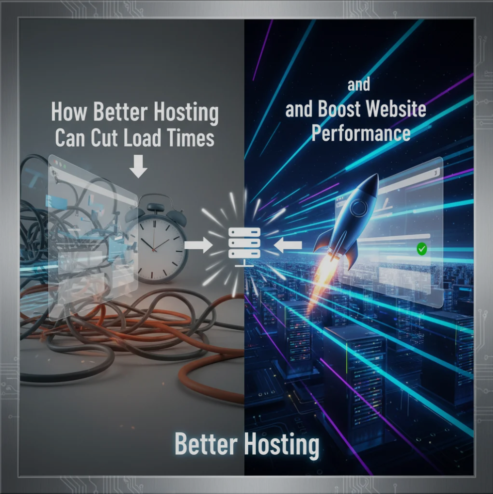 Modern website performance dashboard showing speed improvements.
