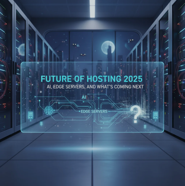 Futuristic server room with AI integration and edge computing technology