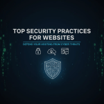 Laptop screen showing website security settings with firewall and SSL certificate