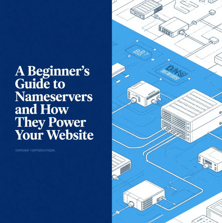 Diagram showing how nameservers connect a domain name to a website and server