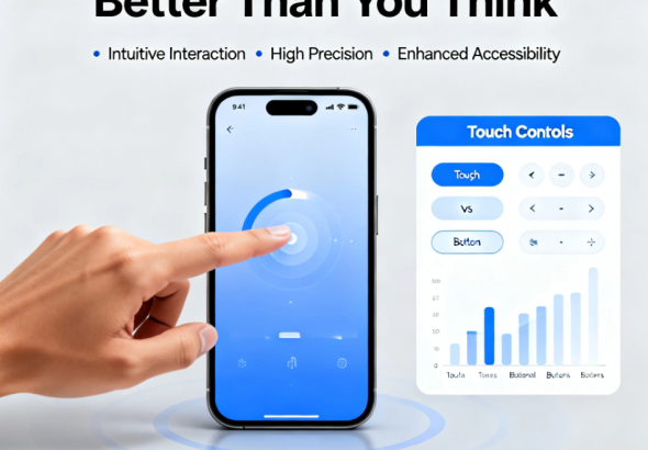 Gamer using touch controls on a mobile device with intuitive gameplay interface