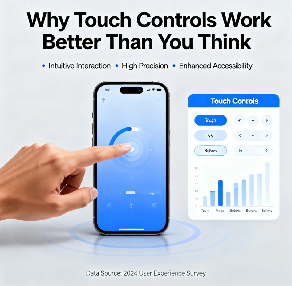 Gamer using touch controls on a mobile device with intuitive gameplay interface